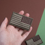 Set of chevrons 2 pcs with Velcro USA Flag khaki mirrored 5x8 cm, embroidered patch, фото 2