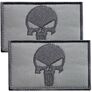 Набор шевронов 2шт с липучкой PUNISHER Череп Каратель серый, вышитый патч 5х8 см, фото 1 Набор шевронов 2шт с липучкой PUNISHER Череп Каратель серый, вышитый патч 5х8 см, фото 1