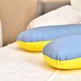 Наволочка на П-подушку для беременных и отдыха 140х75х20 см с молнией жовта/джинс, фото 5