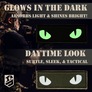 Набор шевронов 2 шт с липучкой Кошачьи глаза, Cat eyes светящиеся в темноте 7х2,2 см, люминесцентний патч нашивка, фото 4