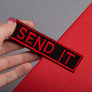 Набор шевронов 2 шт с липучкой Send it красный 10x2,5 см вышитый патч шеврон нашивка, фото 2