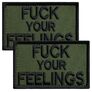 Set of 2 Patches with Hook & Loop "Fuck Your Feelings" 5x8 cm, Embroidered Patch Badge, фото 1