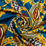 Fabric for clothing Satin silk with a pattern, delicate, light fabric шанель т/синя, фото 1