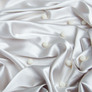 Satin dress fabric Monako, 150 cm wide, 145 g/m², glossy finish, ideal for evening dresses, satin fabric, silk-like fabric сіро беж, фото 3