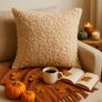 Подушка декоративна IDEIA 55х55 см з штучного хутра, гіпоалергенна  карамель, фото 1