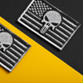 Embroidered Patch with Hook US Flag Punisher Skull Gray 5х8 cm Tactical Morale Patch, фото 5