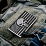 Embroidered Patch with Hook US Flag Punisher Skull Gray 5х8 cm Tactical Morale Patch, фото 6