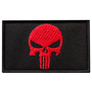 Patch with hook Punisher Skull red on black 5х8 cm embroidered patch insignia, фото 1