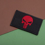 Patch with hook Punisher Skull red on black 5х8 cm embroidered patch insignia, фото 7