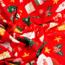 Cotton flannel fabric 240 cm wide 155 g/m2, children`s print soft fabric suitable for bedding and baby swaddles Санта на червоному, фото 3