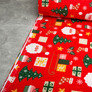 Cotton flannel fabric 240 cm wide 155 g/m2, children`s print soft fabric suitable for bedding and baby swaddles Санта на червоному, фото 6