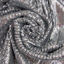 Sequin knit fabric 140 cm wide 195 g/m2, suitable for evening dresses, suits, skirts, and stage wear срібло/чорна, фото 1