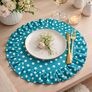 Набор салфеток 2 шт с оборкой IDEIA, 30 см, хлопок, для дома, кафе, для сервировки стола бірюза горошок, фото 1